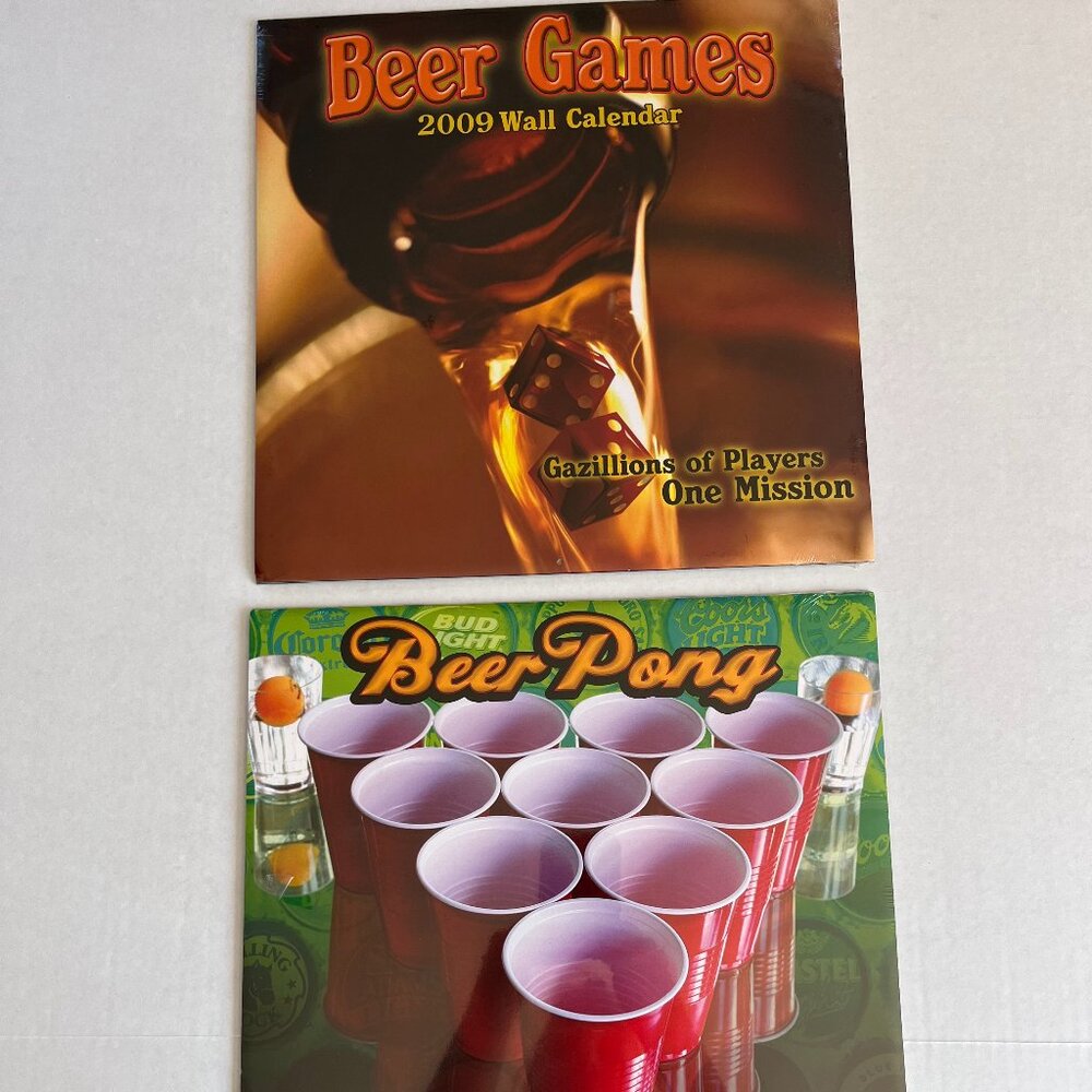 Bundle 2 VTG Wall Calendars Beer Games Different Playing Drinking Games